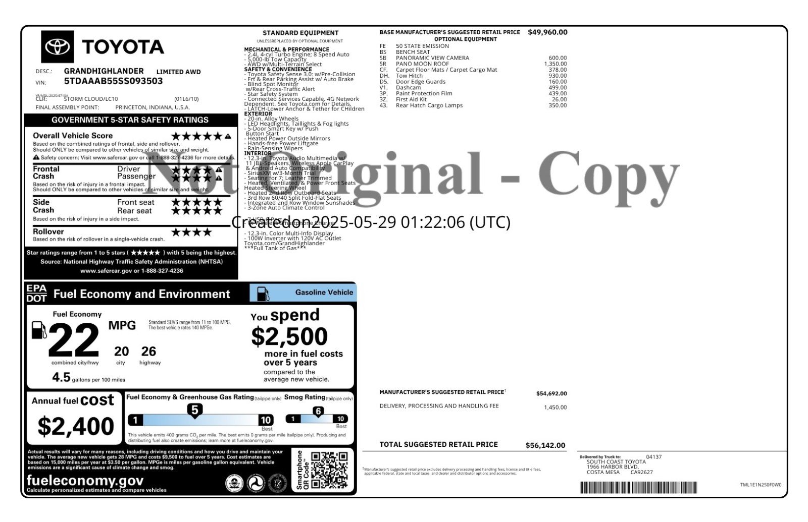 toyota grand highlander 2025 5TDAAAB55SS093503 image toyota grand highlander 2025 5TDAAAB55SS093503 image